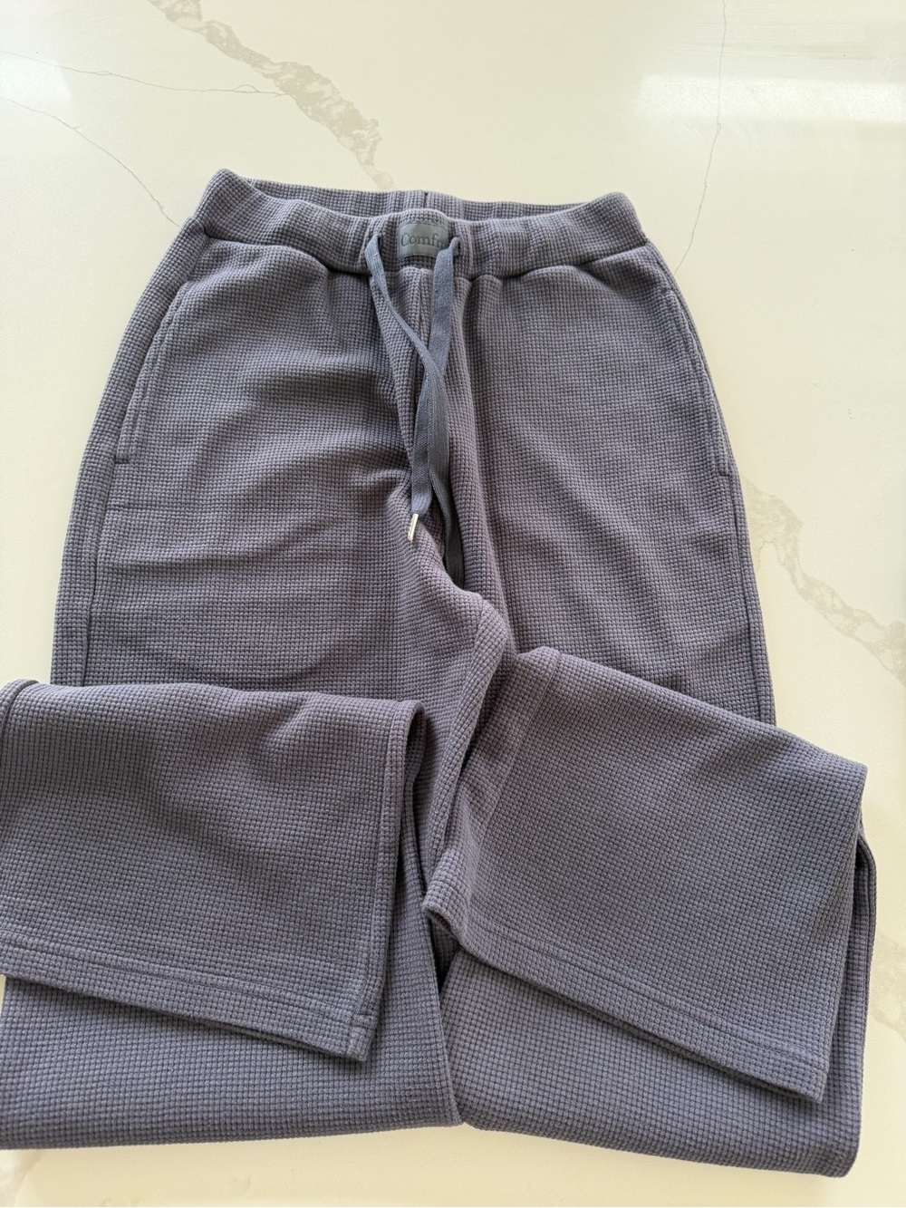 Comfrt Women Waffle Knit Wide Leg Lounge Pants Drawstring Sweatpants Small